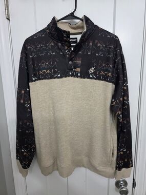Hooey Men's Two-Tone Beige & Black Pullover Sweater